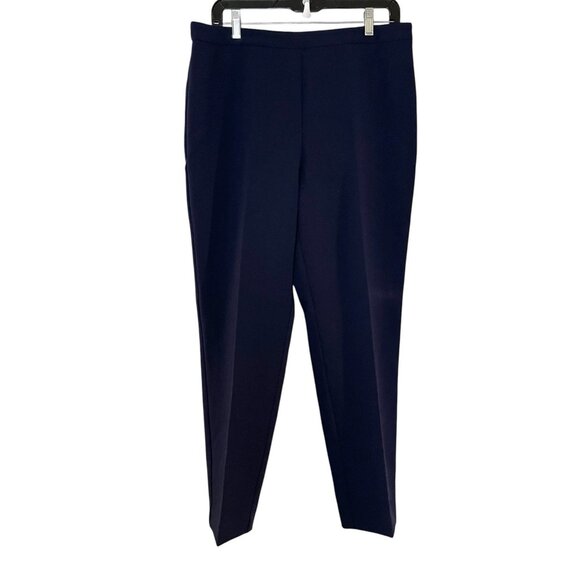 Susan Graver City Stretch Comfort Waist Side Zip Slim Ankle Pants Navy Blue 12 - Picture 1 of 6